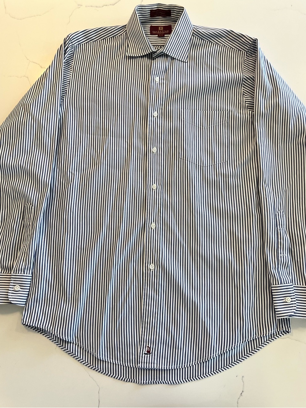 Nordstrom Men's Navy and White Vertical Stripe Dress Shirt